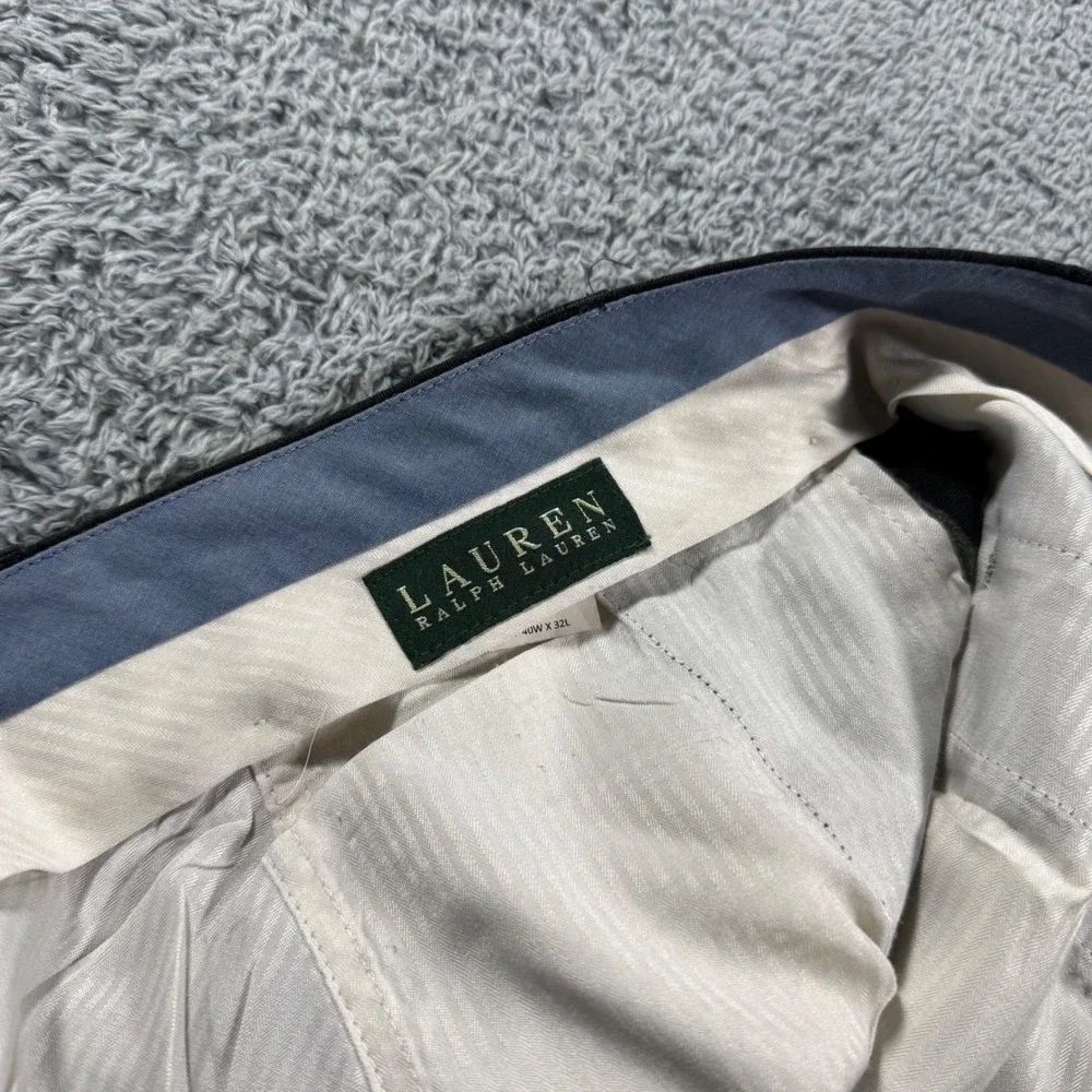 Ralph Lauren Pants Mens 40x32 (40x31) Black 100% Linen Straight Leg Trousers